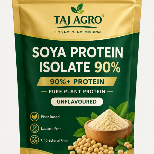 Taj Agro Soya Protein Isolate 90% 500 g standee pouch – plant-based protein powder for fitness and everyday nutrition