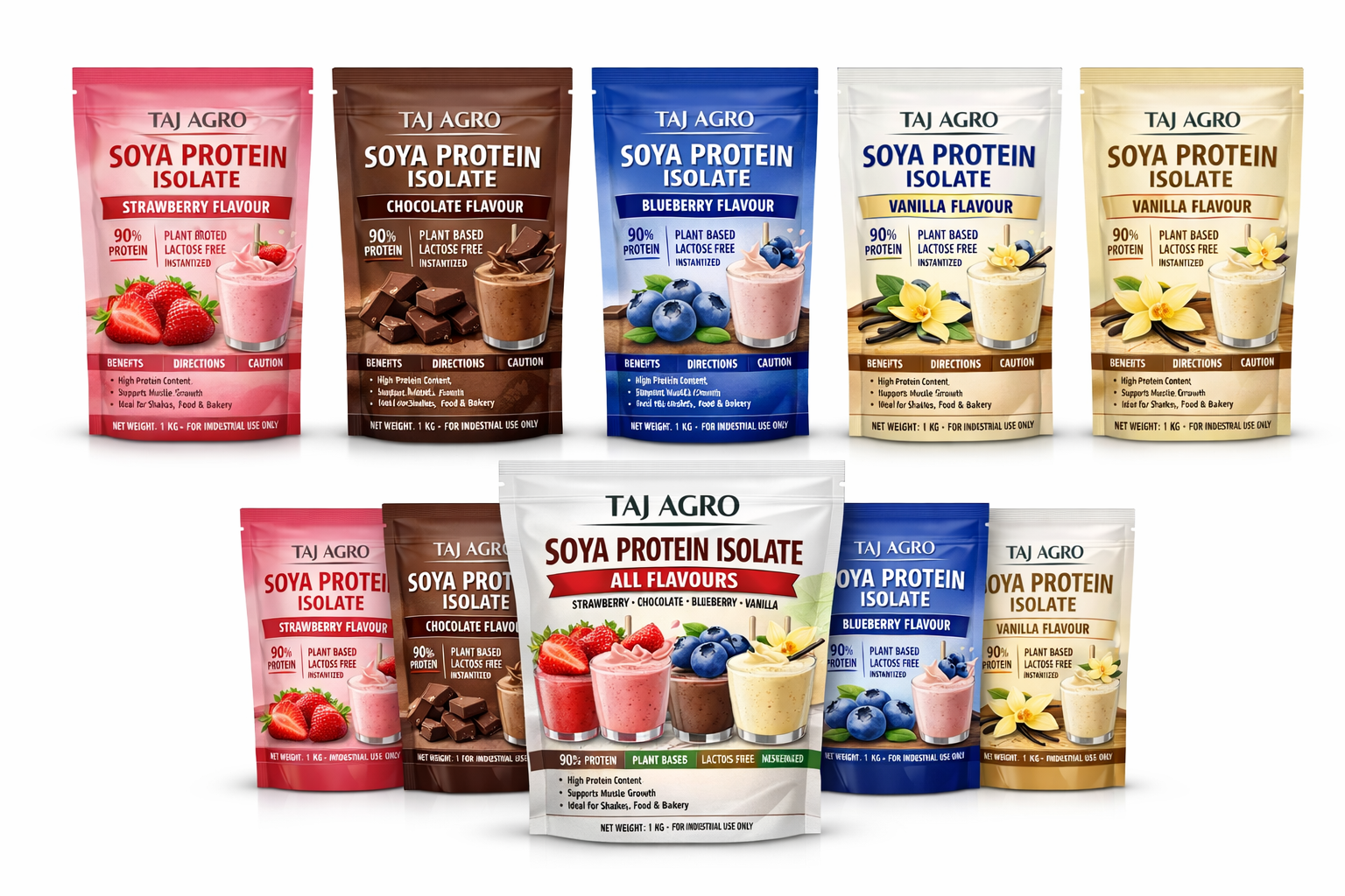 Taj Agro flavoured soya protein isolate plant based protein powder for fitness nutrition and wellness