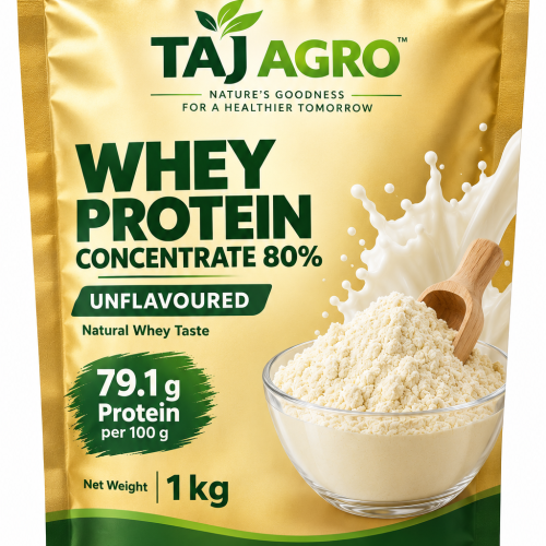 Taj Agro Whey Protein Concentrate 80% unflavoured protein powder D2C pack for customers