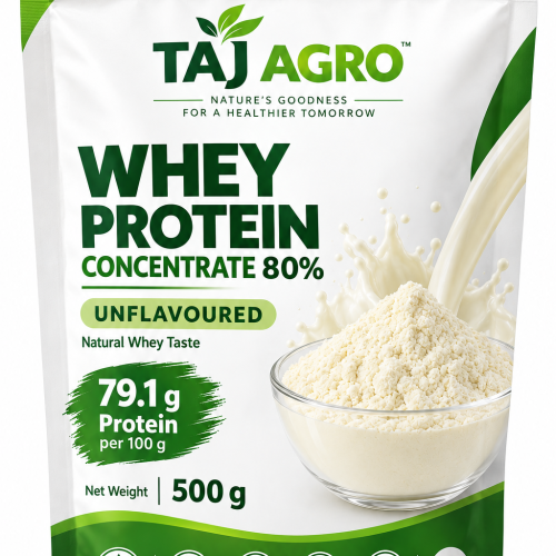 Taj Agro Whey Protein Concentrate 80% unflavoured protein powder D2C pack for customers